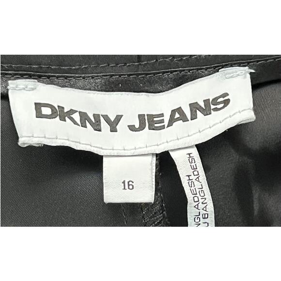 DKNY JEANS WOMENS STRETCH SATIN CARGO WIDE-LEG PANTS BLACK SIZE 16 NEW - Picture 5 of 14